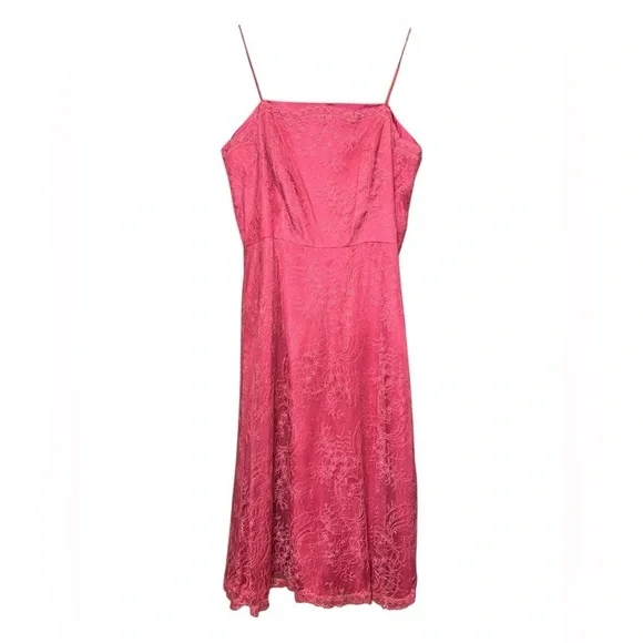 Belsoie Raspberry Lace Midi Dress Formal Scalloped Hem – Size 20 - Picture 2 of 6